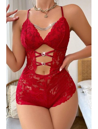 YNT Kırmızı Zincir Detaylı Dantelli Babydoll 15098 S