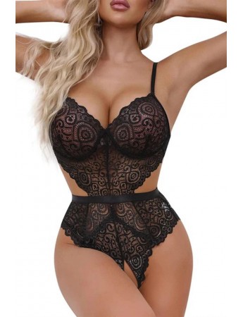 YNT Siyah Dantelli Özel Bölgesi Açık Babydoll Gecelik 15050 S/M