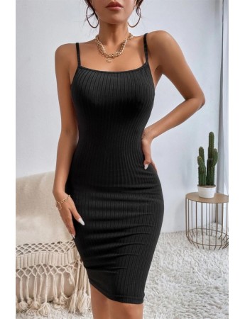 YNT Siyah İp Askılı Midi Boy Elbise BN6577S