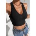 YNT Siyah V Yakalı Crop BN6566S STANDART