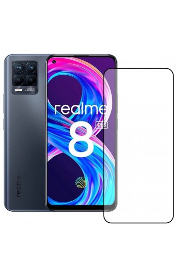 Bufalo Realme 8 / 8 Pro Ekran Koruyucu 5D Temperli Cam Siyah…