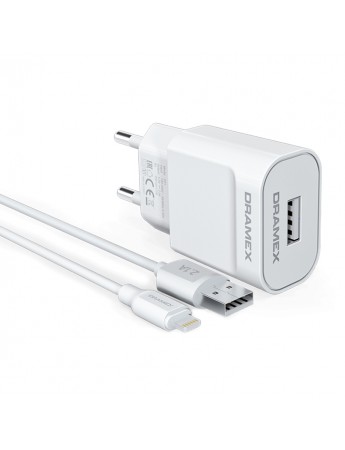 Dramex D21L Şarj Aleti Lightning Kablolu Set 2.1A
