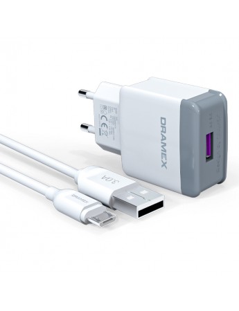 Dramex D30M Şarj Aleti Micro USB Kablolu Set 3.0A