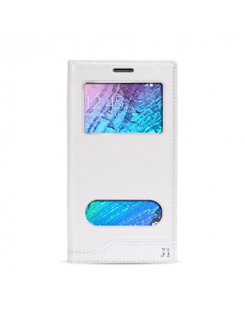 FitCase Dolce Galaxy J1 (J100) Gizli Mıknatıslı Pencereli Kılıf Beyaz