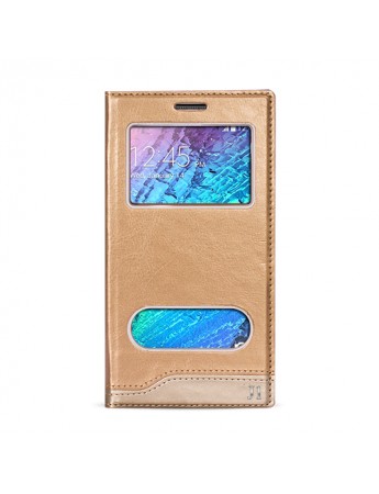 FitCase Dolce Galaxy J1 (J100) Gizli Mıknatıslı Pencereli Kılıf Gold