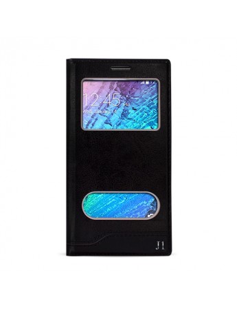 FitCase Dolce Galaxy J1 (J100) Gizli Mıknatıslı Pencereli Kılıf Siyah