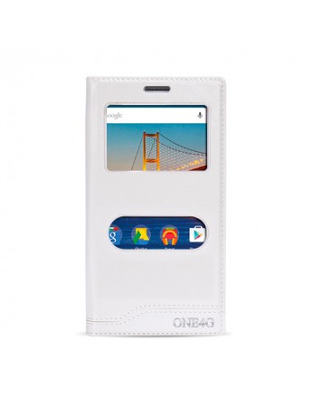 FitCase Dolce General Mobile One 4G Gizli Mıknatıslı Pencereli Kılıf Beyaz
