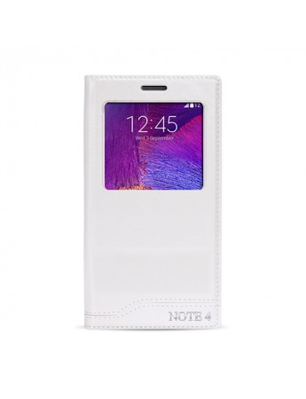 FitCase Dolce Samsung Note 4 (N910) Gizli Mıknatıslı Pencereli Kılıf Beyaz
