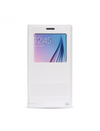 FitCase Dolce Samsung S6 (G920) Gizli Mıknatıslı Pencereli Kılıf Beyaz