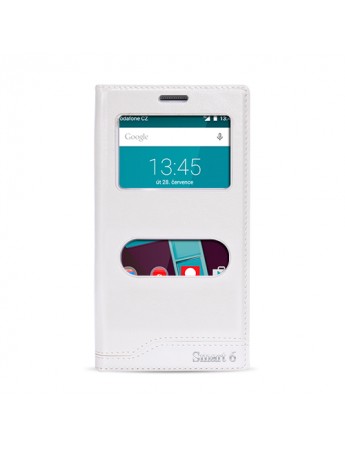 FitCase Dolce Vodafone Smart 6 Gizli Mıknatıslı Pencereli Kılıf Beyaz