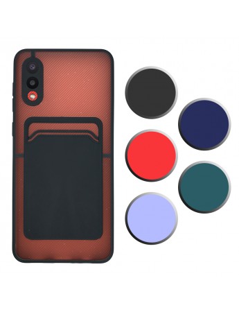 FitCase Samsung Galaxy A02 Kılıf Cardy Kartlık Cepli Mat Kapak