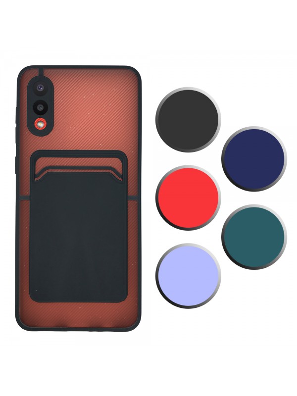 FitCase Samsung Galaxy A02 Kılıf Cardy Kartlık Cepli Mat Kapak
