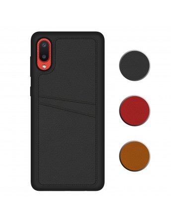 FitCase Samsung Galaxy A02 Kılıf Proda Deri Çift Kartlık Cepli Kapak