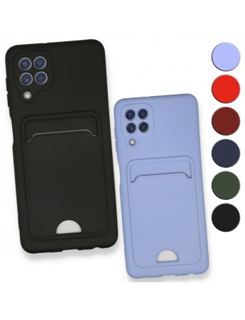 FitCase Samsung Galaxy A22 Cardy Soft Delikli Kartlık Cepli Silikon Kapak