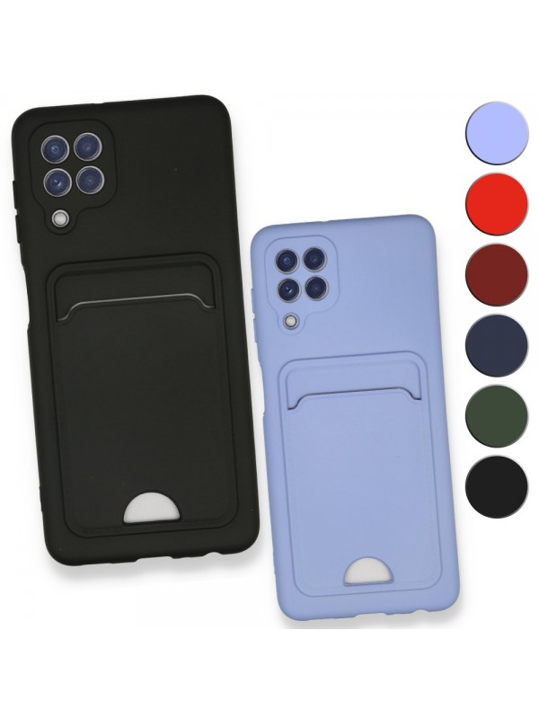 FitCase Samsung Galaxy A22 Cardy Soft Delikli Kartlık Cepli Silikon Kapak