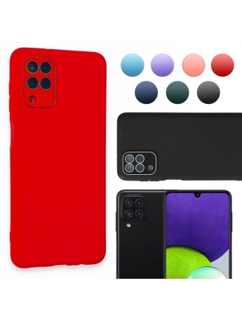 FitCase Samsung Galaxy A22 Glass Kamera Korumalı Lansman Silikon Kapak