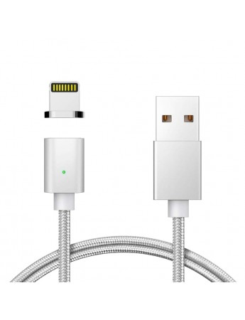 FitPlus Manyetik Mıknatıslı Lightning Hızlı Şarj Kablosu QC 3.0 Silver