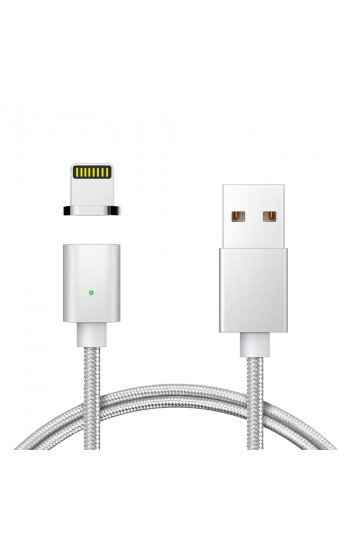 FitPlus Manyetik Mıknatıslı Lightning Hızlı Şarj Kablosu QC 3.0 Silv…