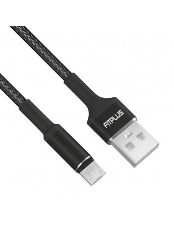 FitPlus Round RS-201 Micro USB Data/Şarj Kablosu 3A 2mt Örgü - Siyah
