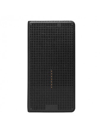 Galaxy E7 (E700) Dot View Yan Kapaklı Uyku Modlu Kılıf Siyah