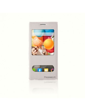 General Mobile Discovery 2 Gizli Mıknatıslı Pencereli Premium Magnum Kılıf Beyaz