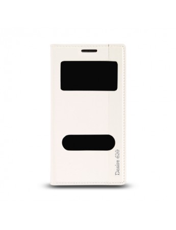 HTC Desire 620 Gizli Mıknatıslı Pencereli Magnum Kılıf Beyaz