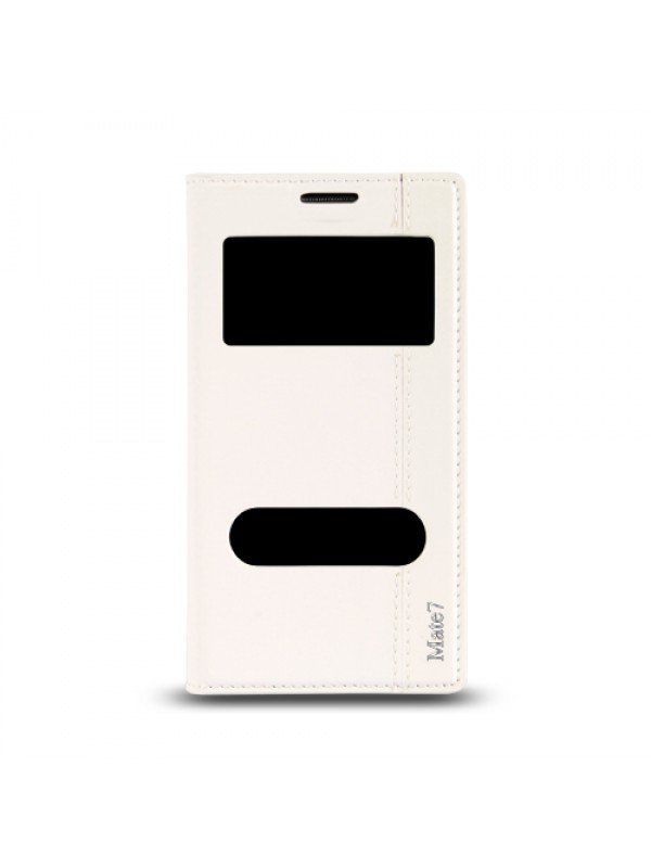 Huawei Ascend Mate 7 Gizli Mıknatıslı Pencereli Magnum Kılıf Beyaz