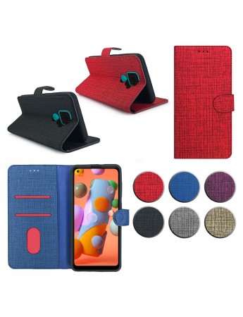 Huawei Mate 30 Lite Kılıf FitCase Fabric Kapaklı Cüzdanlı