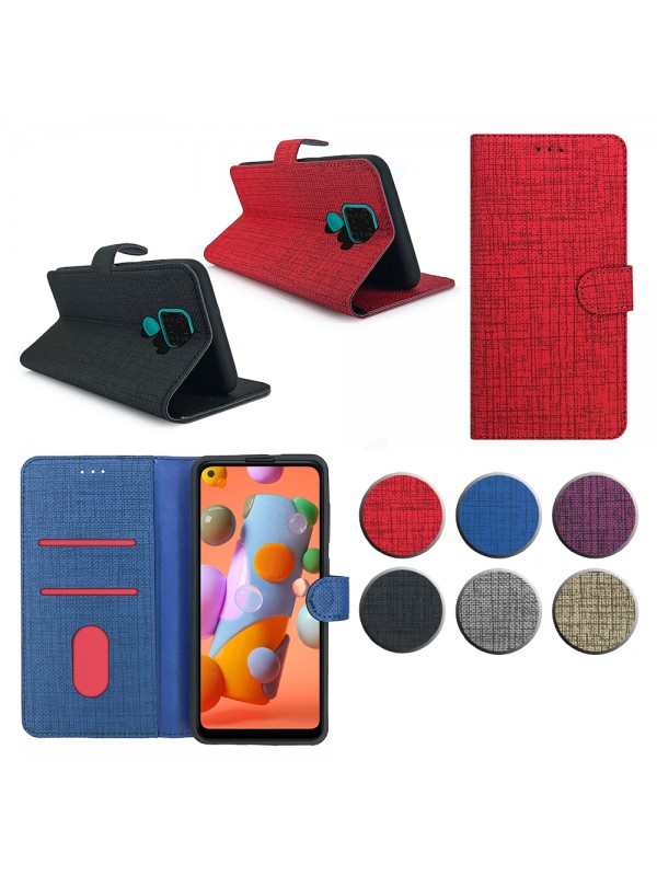 Huawei Mate 30 Lite Kılıf FitCase Fabric Kapaklı Cüzdanlı