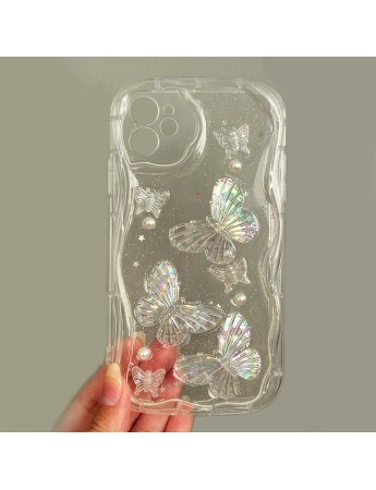 iPhone 11 Kılıf 3D Kelebek Desen Kamera Korumalı Şeffaf Silikon Kapak