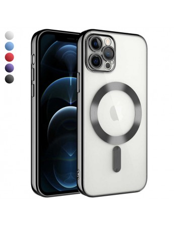 iPhone 12 Pro Max Kılıf Magsafe Özellikli Metal Lazer Silikon Kapak