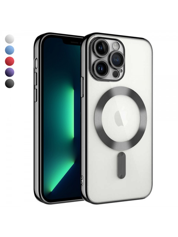iPhone 13 Pro Max Kılıf Magsafe Özellikli Metal Lazer Silikon Kapak