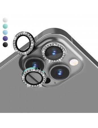 iPhone 14 Pro / 14 Pro Max Taşlı Metal Kamera Lens Koruyucu 3lü Set