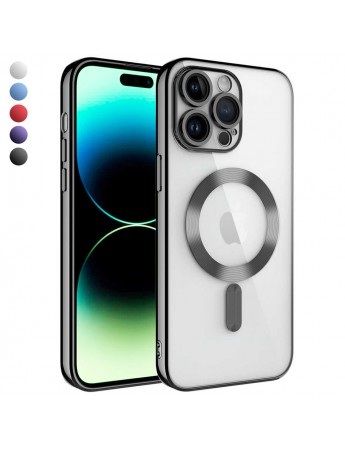 iPhone 14 Pro Kılıf Magsafe Özellikli Metal Lazer Silikon Kapak