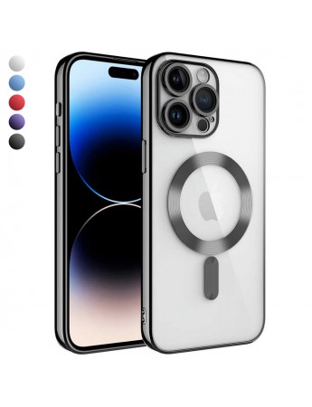 iPhone 15 Pro Kılıf Magsafe Özellikli Metal Lazer Silikon Kapak
