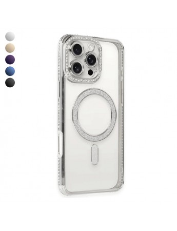 iPhone 16 Pro Kılıf Joke Seri Magsafe Özellikli Taşlı Simli Silikon Kapak