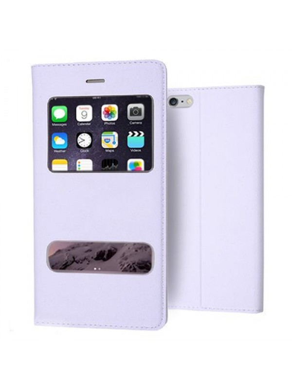 iPhone 6 Plus Gizli Mıknatıslı Pencereli Kılıf Beyaz