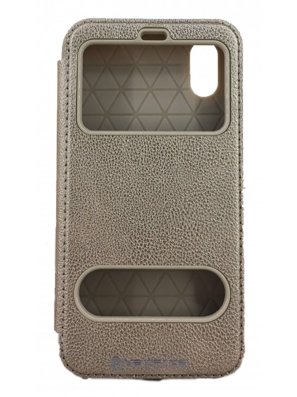 iPhone X/XS Gizli Mıknatıslı Pencereli Magnum Kılıf Gold