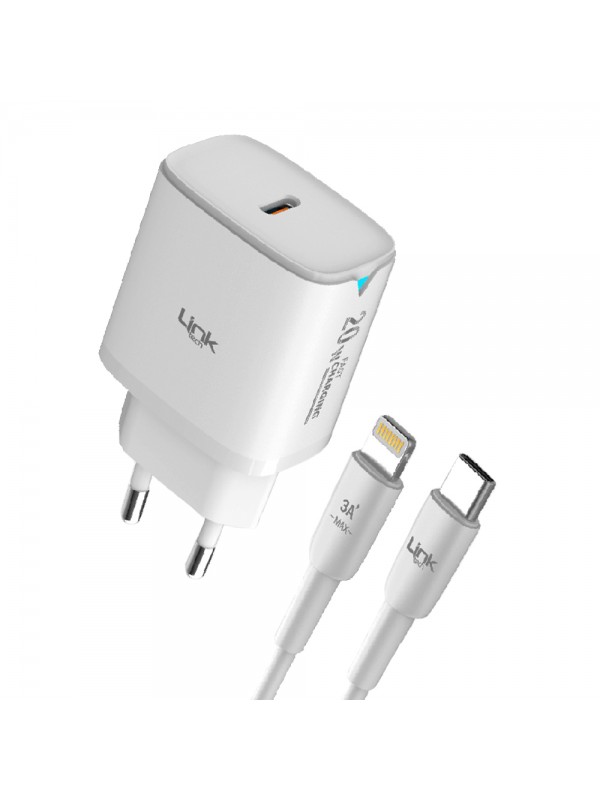 LinkTech C308 20W PD Type-C to Lightning Kablolu Şarj Aleti Set…