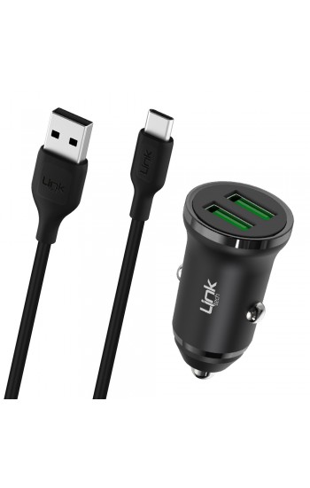 LinkTech C483e 12W 2x USB + Type-C USB Kablo Araç İçi Şarj Aleti Set S…