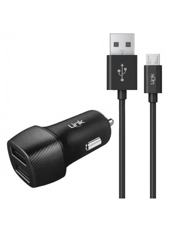 LinkTech C491 Araç Şarj Aleti ve Micro USB Kablo Set 2.4A 2x USB