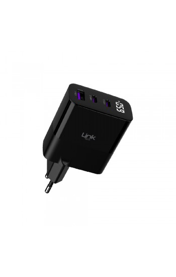 LinkTech G852 Premium 65W PD GaN3 1xUSB + 2x USB-C Şarj Adaptörü…