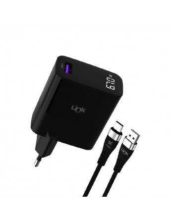 Linktech G860 Premium 67W GaN USB+Type-C Şarj Aleti Type-C Kablo Set
