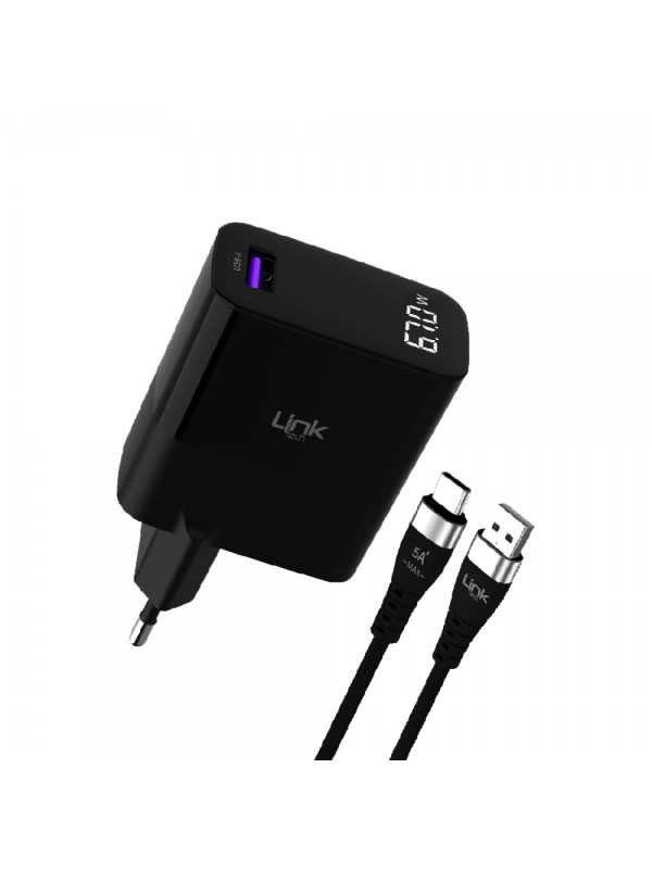 Linktech G860 Premium 67W GaN USB+Type-C Şarj Aleti Type-C Kablo Set…