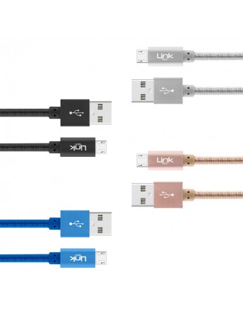 LinkTech K542 Micro USB Örgü Metal 30cm Kısa Şarj Kablosu