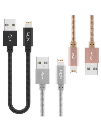 LinkTech K544 Safe Lightning USB Örgü Metal Data/Şarj Kablosu 30cm
