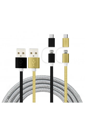 LinkTech K556 2in1 Micro USB + Type-C 1.2mt Şarj ve Data Kablosu…