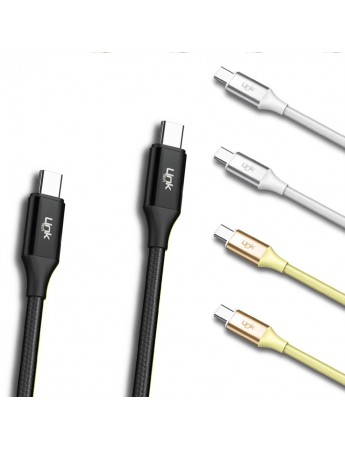 Linktech K598 Type-C to Type-C Örgü Metal Başlı Şarj ve Data Kablosu 60W 3A 1mt