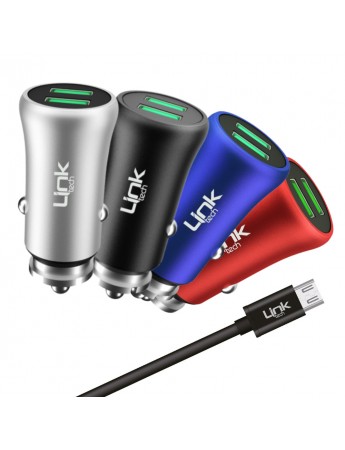 LinkTech M581 12W 2.4A Metal Araç Şarj Aleti ve Micro USB Kablo Set