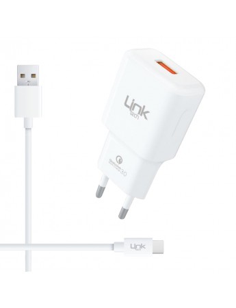 LinkTech T443 12W 2.4A QC3.0 Hızlı Şarj Aleti Type-C Kablo Set 1.2mt
